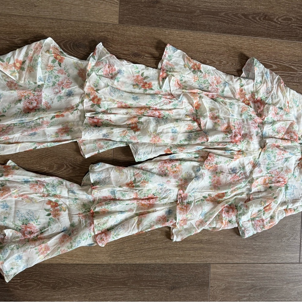 Zara New Woman Floral Trousers With Frills - Picture 4 of 6
